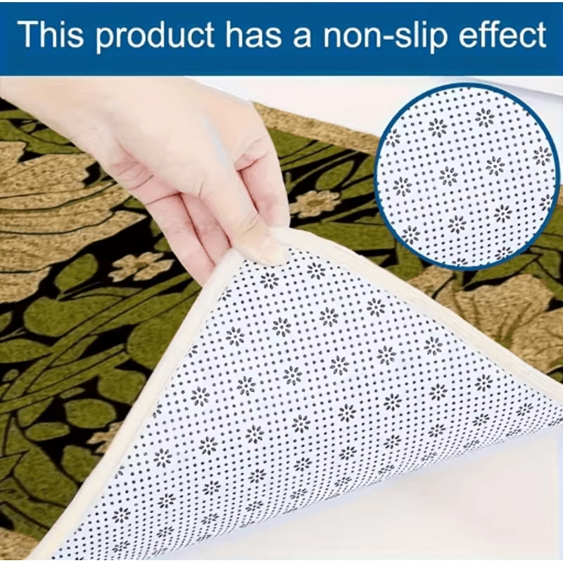 Green Floral Welcome Doormat Machine Washable Indoor Entrance Rug For Bedroom Hallway 2