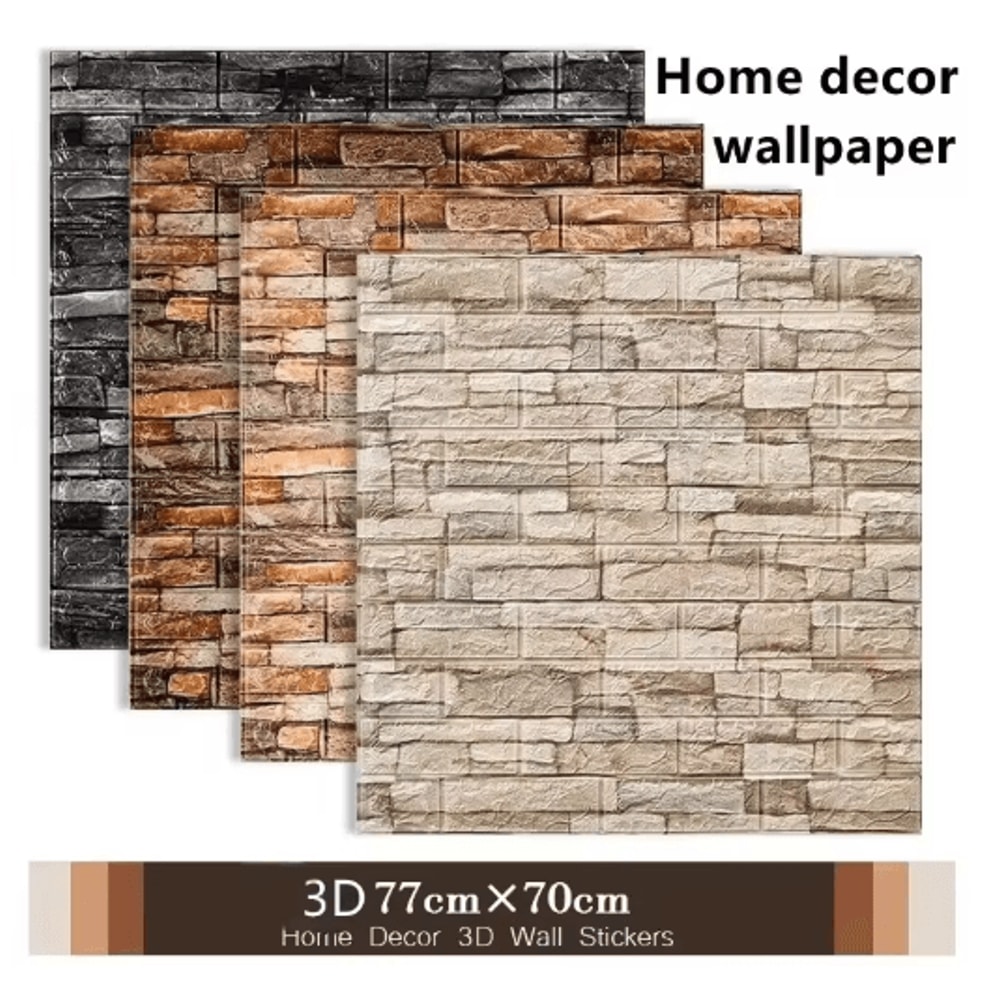 3D Brick Wall Sticker Panels Waterproof SelfAdhesive DIY Wallpaper For Home Decor 0