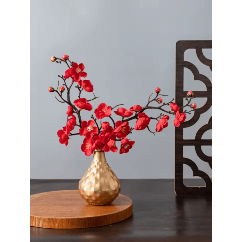 Artificial Plum Blossom Branch Silk Peach Blossom Flowers For Spring Event Decor 4