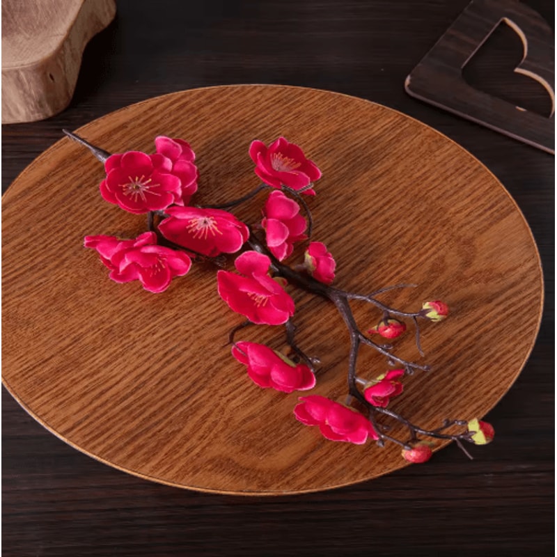 Artificial Plum Blossom Branch Silk Peach Blossom Flowers For Spring Event Decor 7
