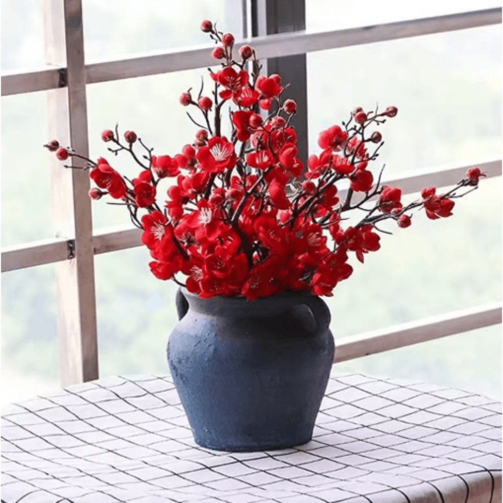 Artificial Plum Blossom Branch Silk Peach Blossom Flowers For Spring Event Decor 9