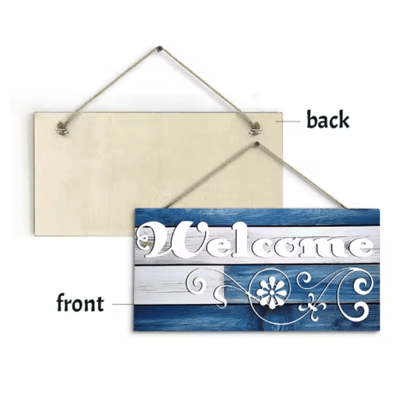 Rustic Wooden Welcome Sign Farmhouse Wall Hanging Decor For Front Door Living Room 1