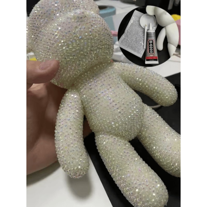 DIY Rhinestone Bear Figurine Crystal Diamond Art Fluorescent Bear Statue Decor 11