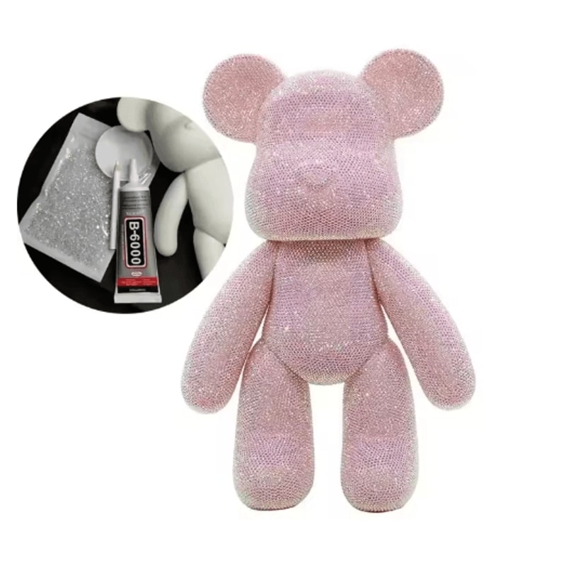 DIY Rhinestone Bear Figurine Crystal Diamond Art Fluorescent Bear Statue Decor 12