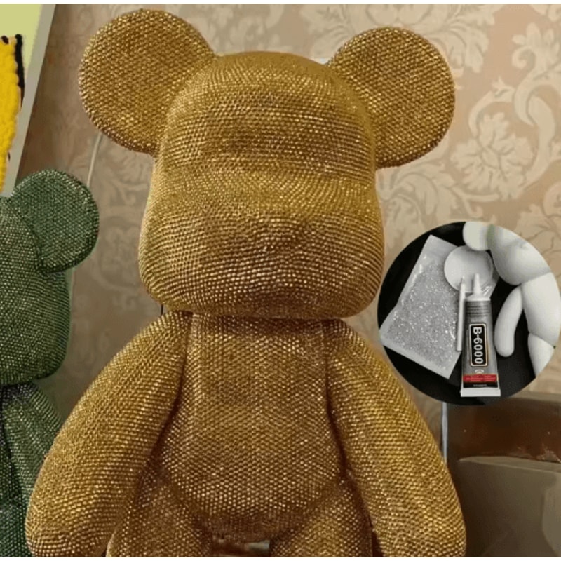 DIY Rhinestone Bear Figurine Crystal Diamond Art Fluorescent Bear Statue Decor 2