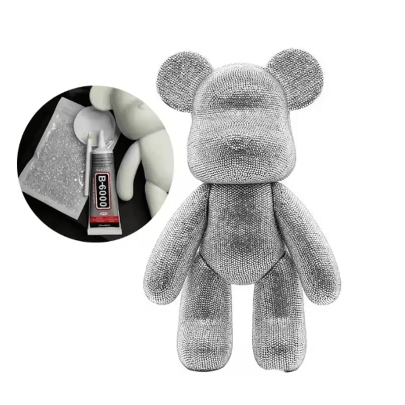 DIY Rhinestone Bear Figurine Crystal Diamond Art Fluorescent Bear Statue Decor 3