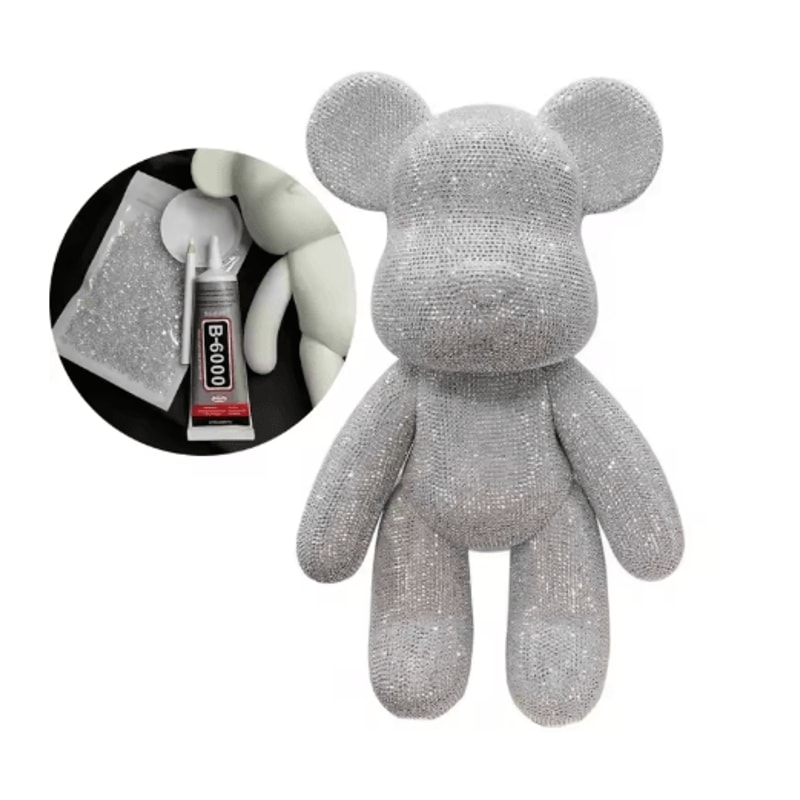 DIY Rhinestone Bear Figurine Crystal Diamond Art Fluorescent Bear Statue Decor 4