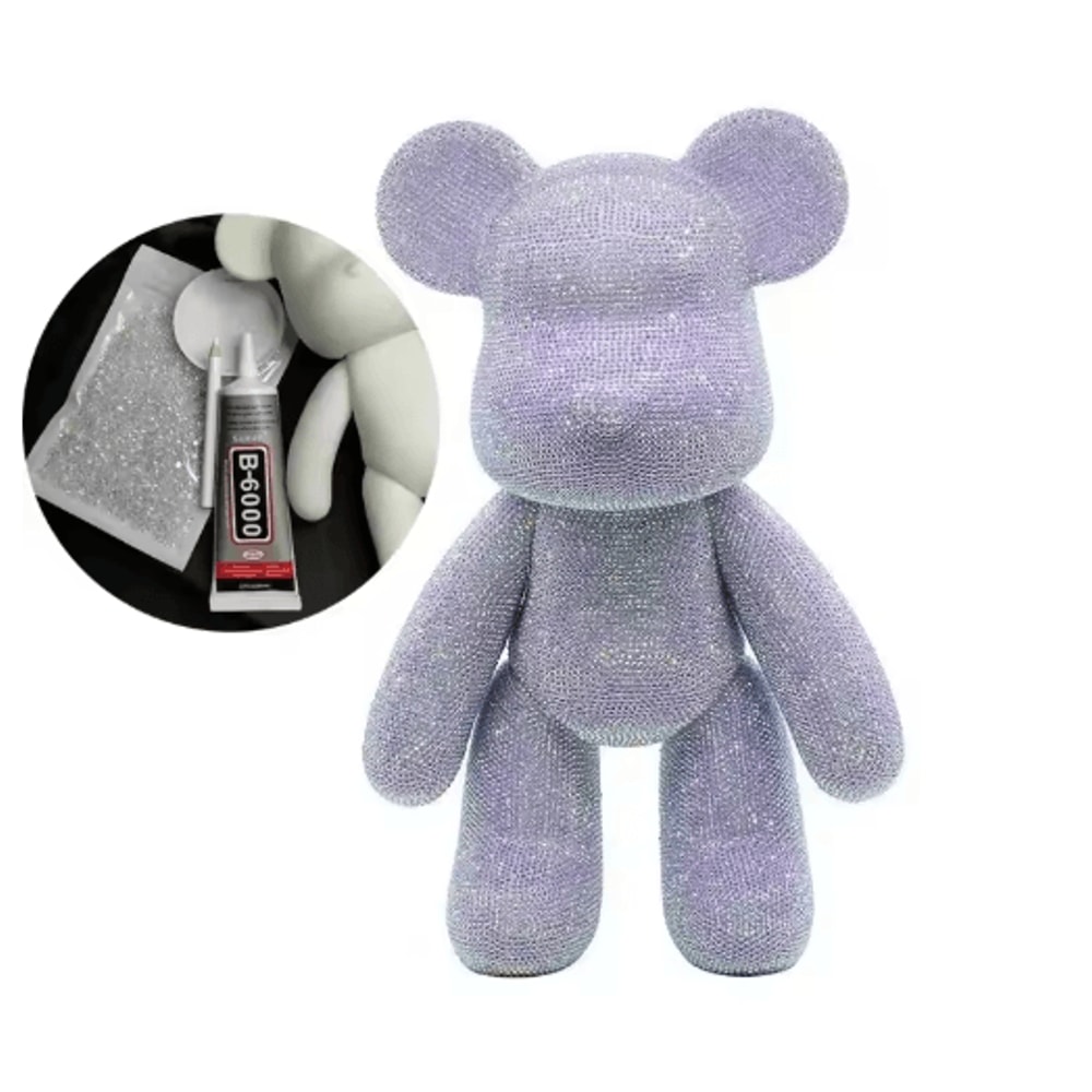 DIY Rhinestone Bear Figurine Crystal Diamond Art Fluorescent Bear Statue Decor 5