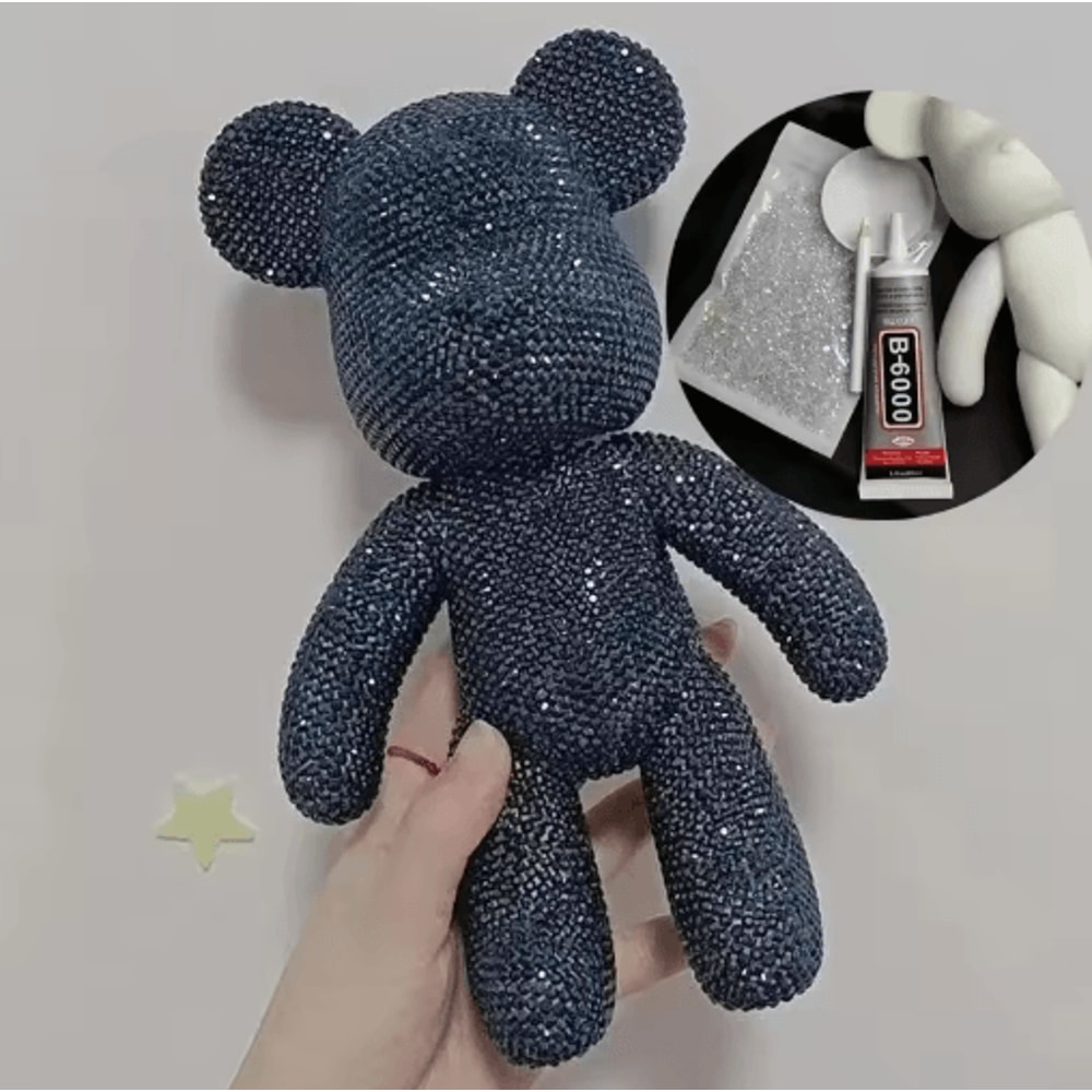 DIY Rhinestone Bear Figurine Crystal Diamond Art Fluorescent Bear Statue Decor 6