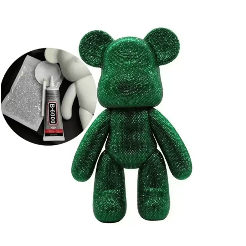 DIY Rhinestone Bear Figurine Crystal Diamond Art Fluorescent Bear Statue Decor 16