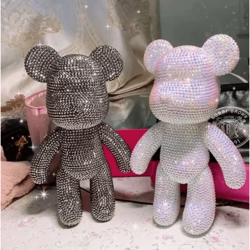 DIY Rhinestone Bear Figurine Crystal Diamond Art Fluorescent Bear Statue Decor 18
