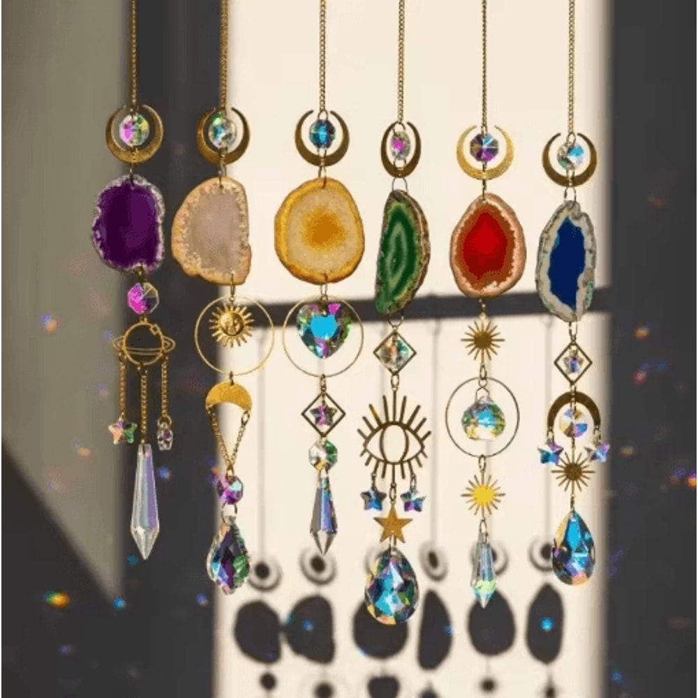 Sun Moon Crystal Suncatcher Rainbow Prism Hanging Window Decor For Home Garden 8