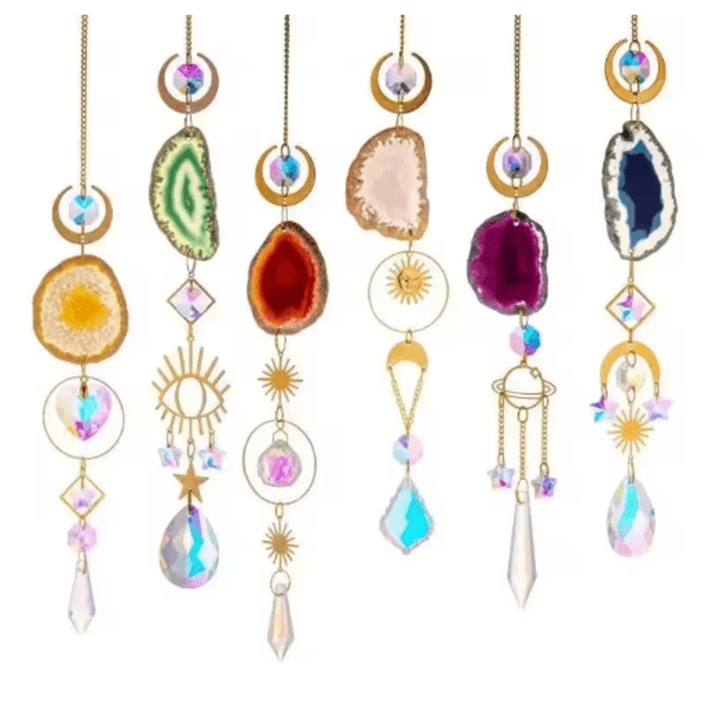 Sun Moon Crystal Suncatcher Rainbow Prism Hanging Window Decor For Home Garden 9