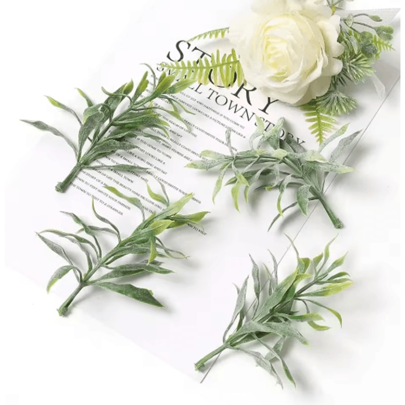 10PCS Artificial Green Leaves DIY Decorative Foliage For Weddings Crafts Home Decor 15