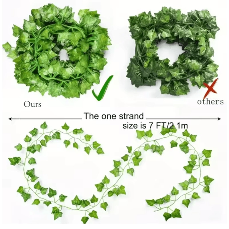 Artificial Ivy Leaf Garland Lush Hanging Vines For Home Kitchen Wedding Decor 6