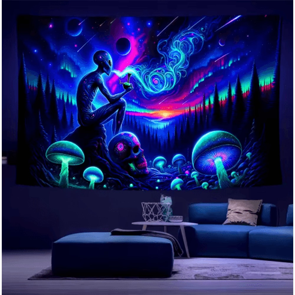 VIKAMA Aurora Borealis Tapestry Starry Sky Alien Forest Bohemian Wall Decor 5