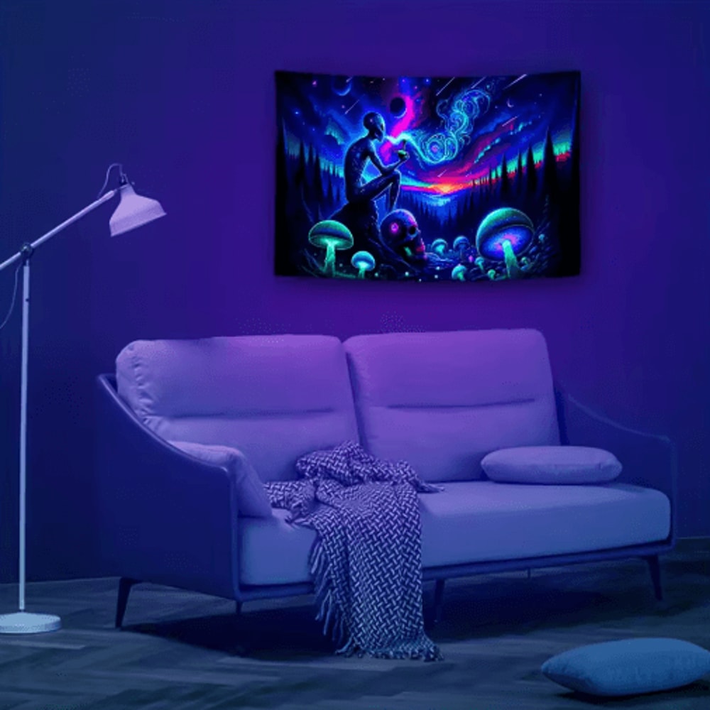 VIKAMA Aurora Borealis Tapestry Starry Sky Alien Forest Bohemian Wall Decor 6