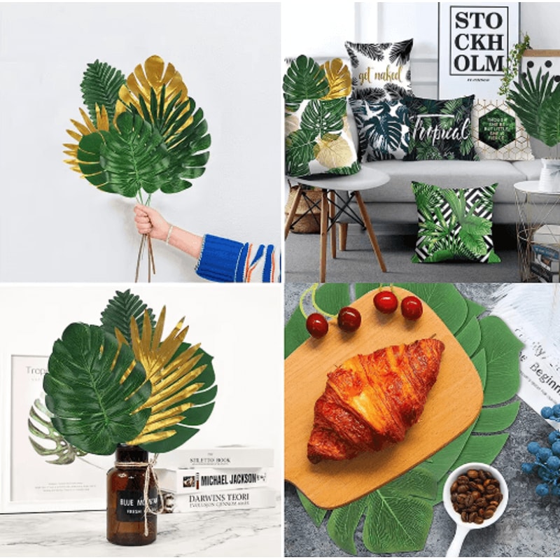 Artificial Tropical Palm Leaves Luau Jungle Theme Party Decor For Events Home Styling 14