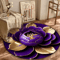 Purple Gold Peony Round Rug Washable Floral Area Carpet For Living Room Bedroom Decor 2
