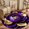 Purple Gold Peony Round Rug Washable Floral Area Carpet For Living Room Bedroom Decor 2
