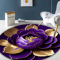 Purple Gold Peony Round Rug Washable Floral Area Carpet For Living Room Bedroom Decor 3