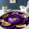 Purple Gold Peony Round Rug Washable Floral Area Carpet For Living Room Bedroom Decor 3