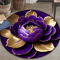 Purple Gold Peony Round Rug Washable Floral Area Carpet For Living Room Bedroom Decor 6
