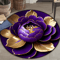 Purple Gold Peony Round Rug Washable Floral Area Carpet For Living Room Bedroom Decor 6