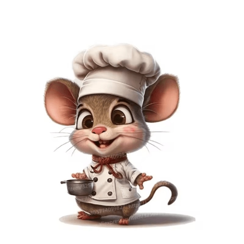 Cute Chef Mouse Wall Sticker Cartoon SelfAdhesive Decor For Kids Room Home Corners 1
