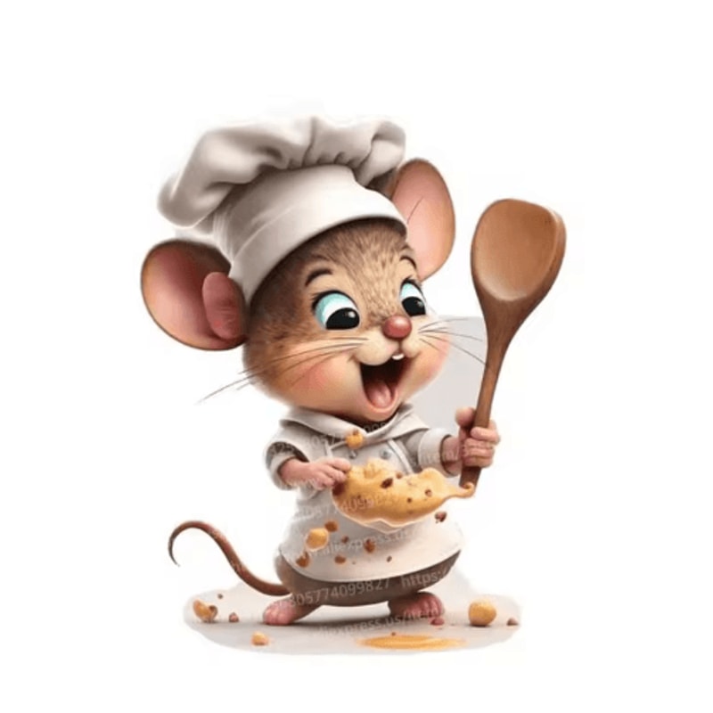 Cute Chef Mouse Wall Sticker Cartoon SelfAdhesive Decor For Kids Room Home Corners 2