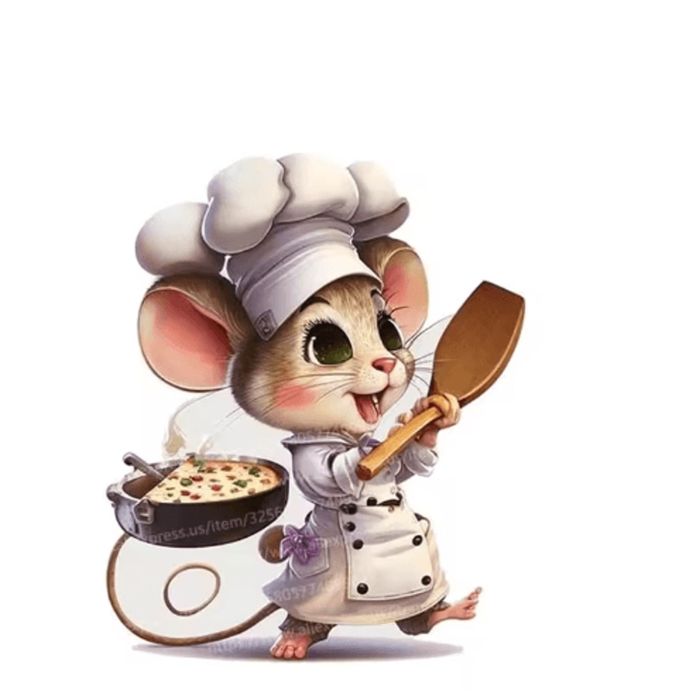 Cute Chef Mouse Wall Sticker Cartoon SelfAdhesive Decor For Kids Room Home Corners 3