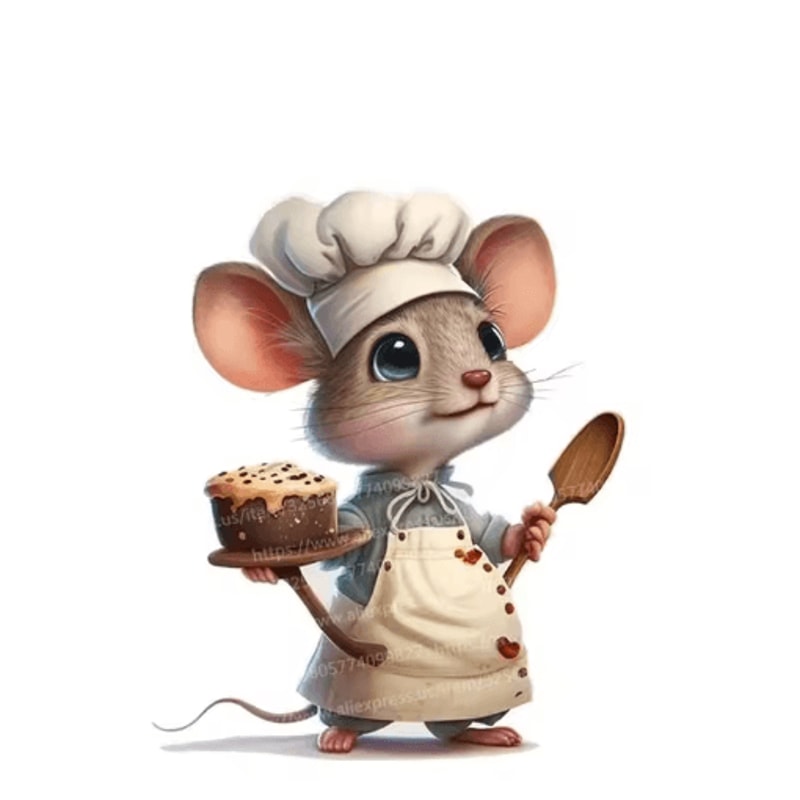 Cute Chef Mouse Wall Sticker Cartoon SelfAdhesive Decor For Kids Room Home Corners 4