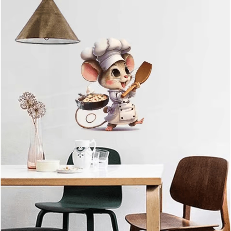 Cute Chef Mouse Wall Sticker Cartoon SelfAdhesive Decor For Kids Room Home Corners 8