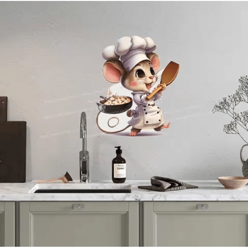 Cute Chef Mouse Wall Sticker Cartoon SelfAdhesive Decor For Kids Room Home Corners 9