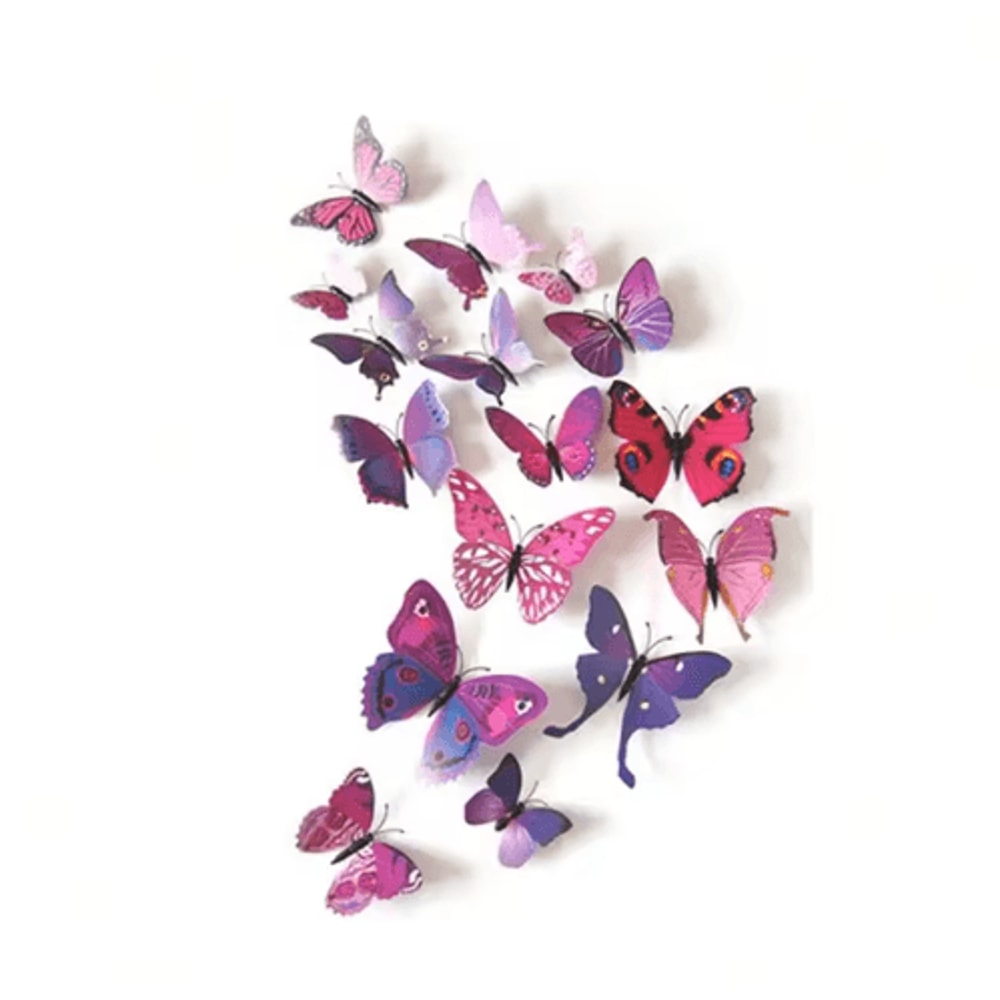 12PCS Magnetic Butterfly Stickers 3D PVC Wall Fridge Decor For DIY Home Styling 1