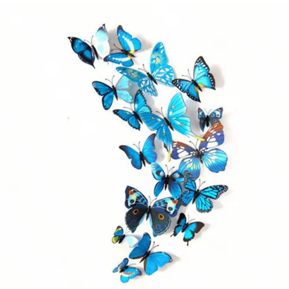 12PCS Magnetic Butterfly Stickers 3D PVC Wall Fridge Decor For DIY Home Styling 5