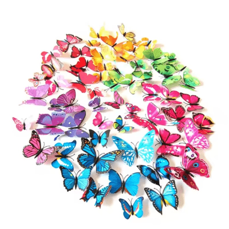 12PCS Magnetic Butterfly Stickers 3D PVC Wall Fridge Decor For DIY Home Styling 6