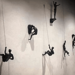 modern climbing man wall sculpture – abstract resin 3d wall art decor