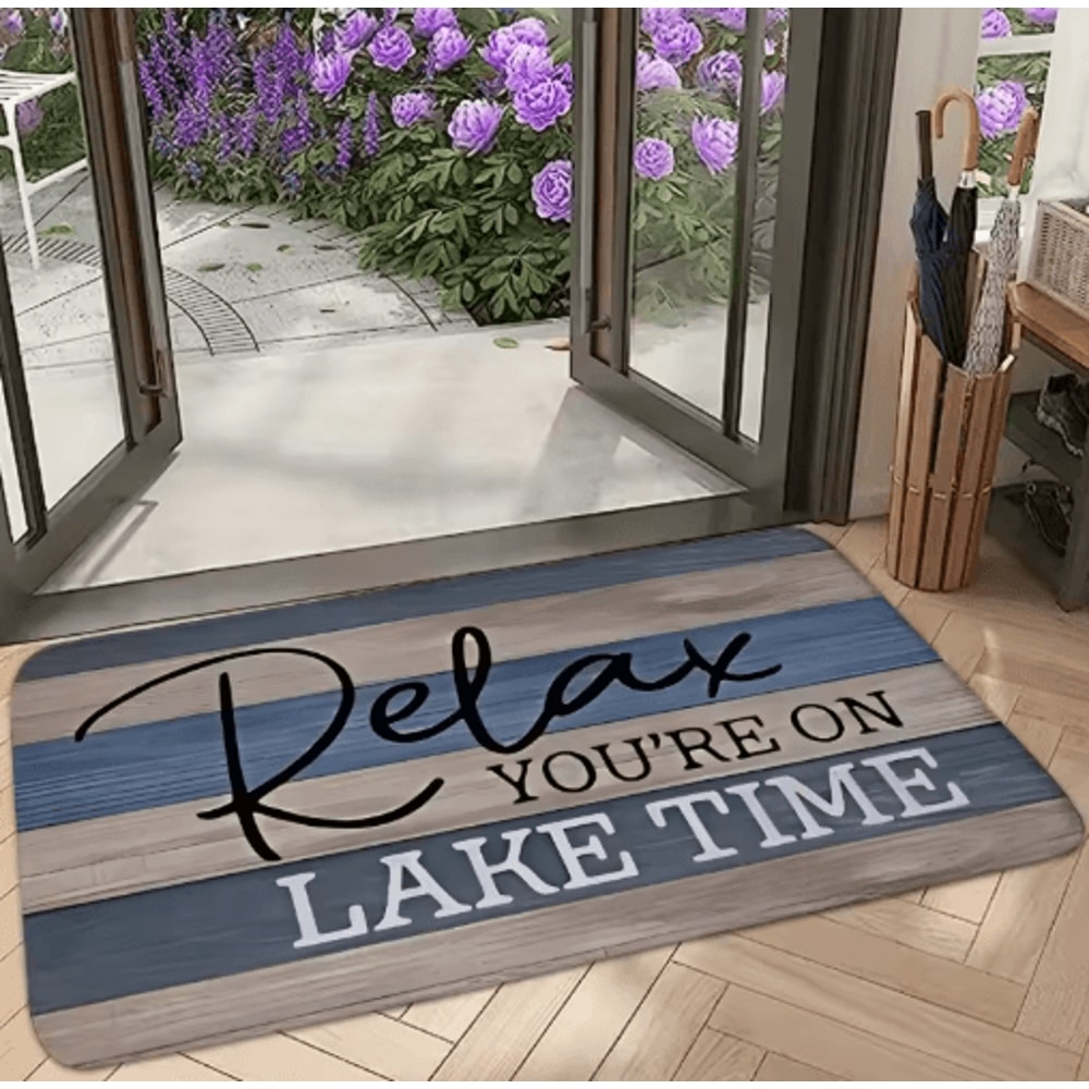 Absorbent Wooden Print Door Mat Washable NonSlip Entryway Rug 3