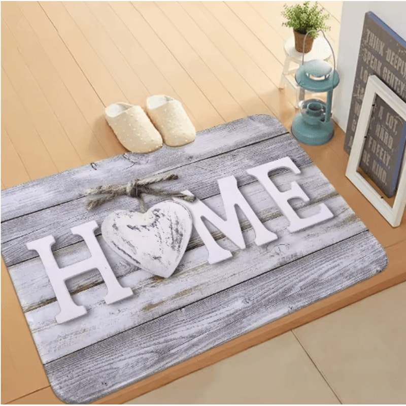 Absorbent Wooden Print Door Mat Washable NonSlip Entryway Rug 4