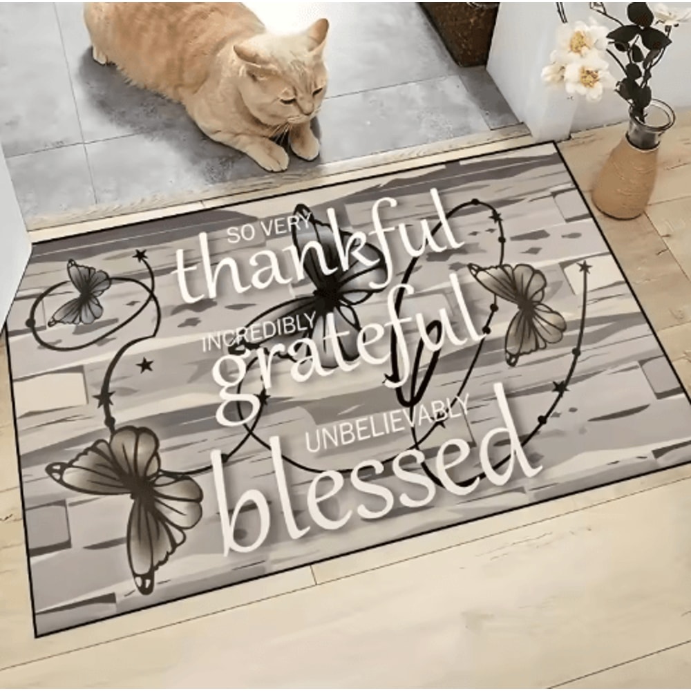 Absorbent Wooden Print Door Mat Washable NonSlip Entryway Rug 7