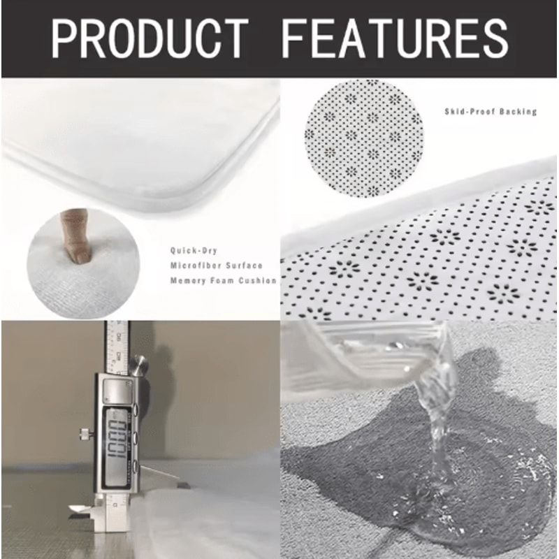 Absorbent Wooden Print Door Mat Washable NonSlip Entryway Rug 8