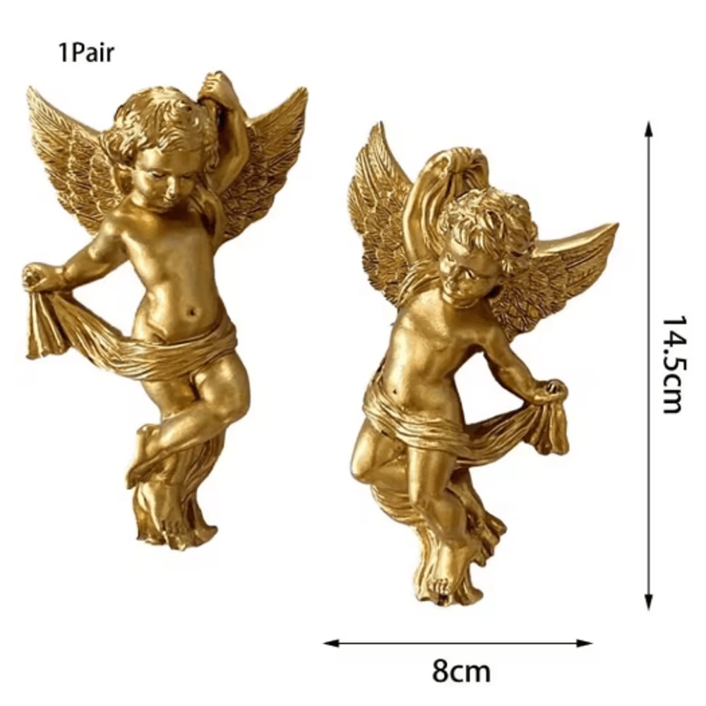 Cute Cherub Angel Wall Hanging Resin Angel Ornament Set For Room Decor 2