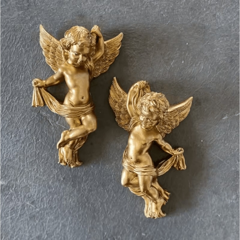 Cute Cherub Angel Wall Hanging Resin Angel Ornament Set For Room Decor 0