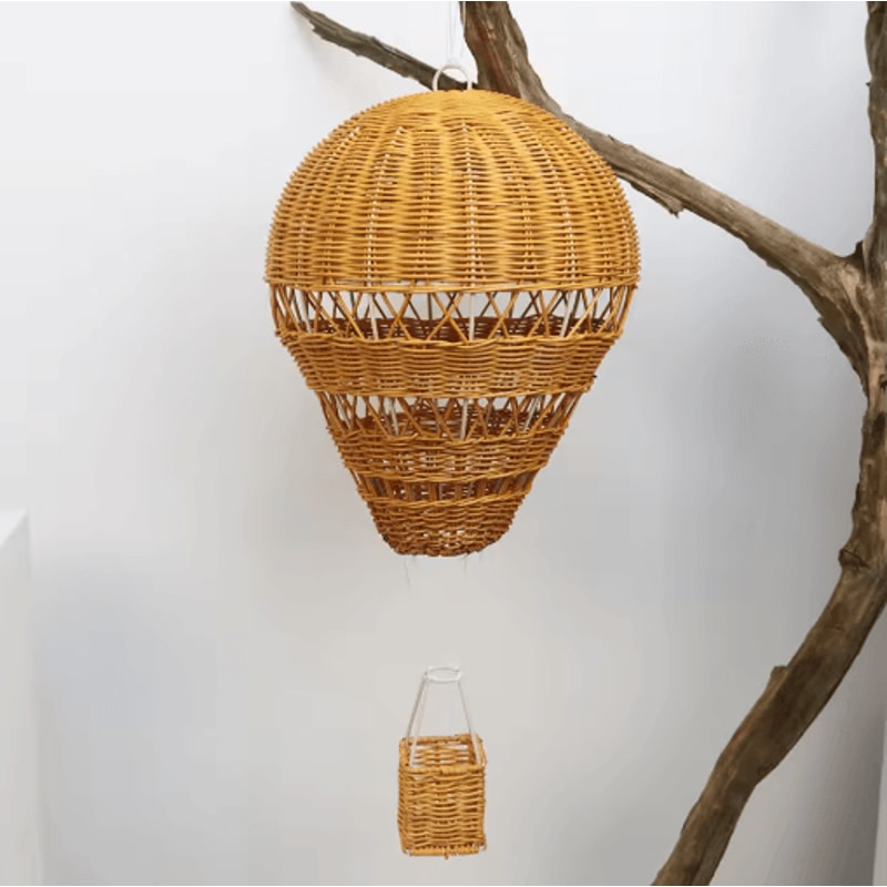 Handwoven Rattan Hot Air Balloon Decor Nursery Wall Hanging Baby Photo Prop 1