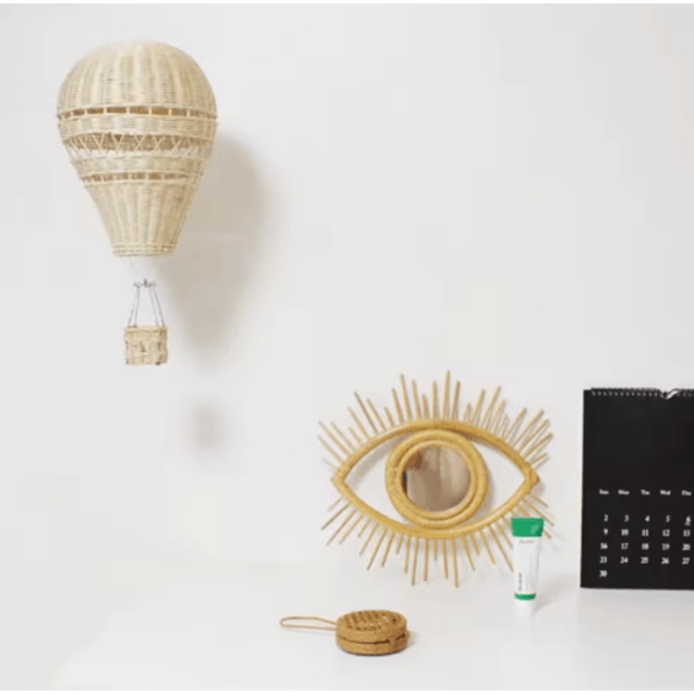 Handwoven Rattan Hot Air Balloon Decor Nursery Wall Hanging Baby Photo Prop 3