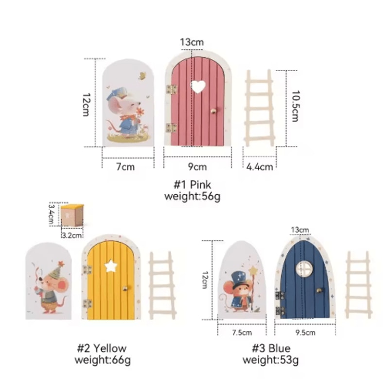 Wooden Fairy Elf Door Mini Dollhouse Decor Tooth Fairy Door Box 4