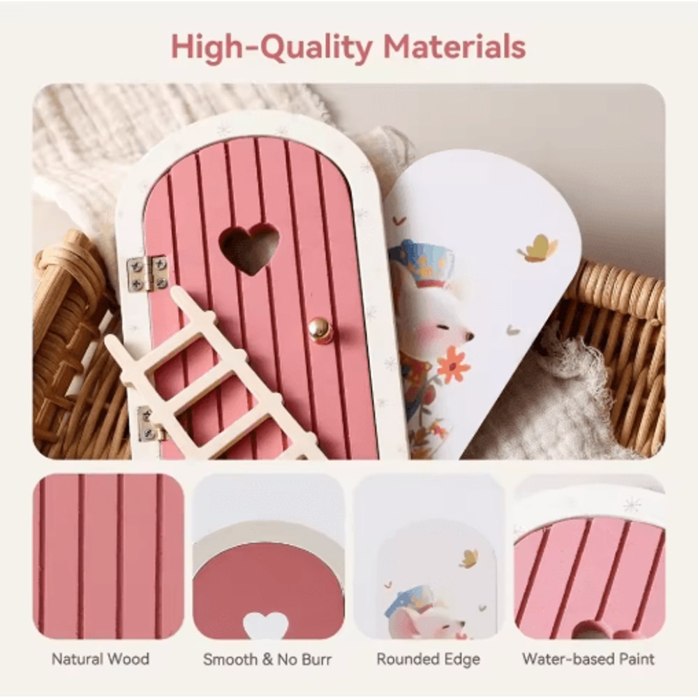 Wooden Fairy Elf Door Mini Dollhouse Decor Tooth Fairy Door Box 5