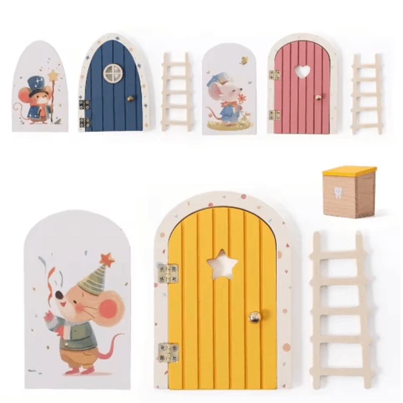 Wooden Fairy Elf Door Mini Dollhouse Decor Tooth Fairy Door Box 0