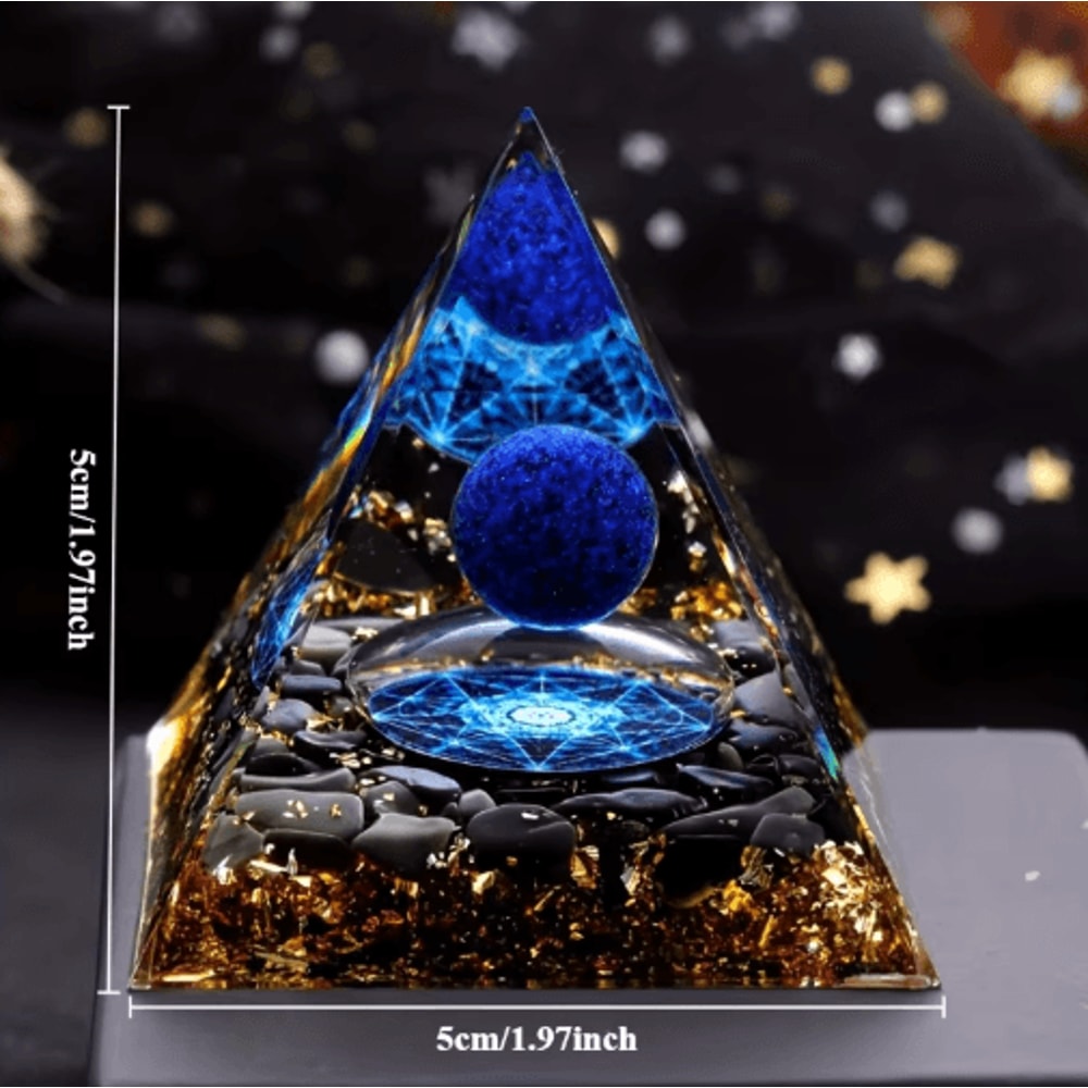 Lapis Lazuli Crystal Sphere Pyramid Set Luxury Blue Gemstone Home Decor 0
